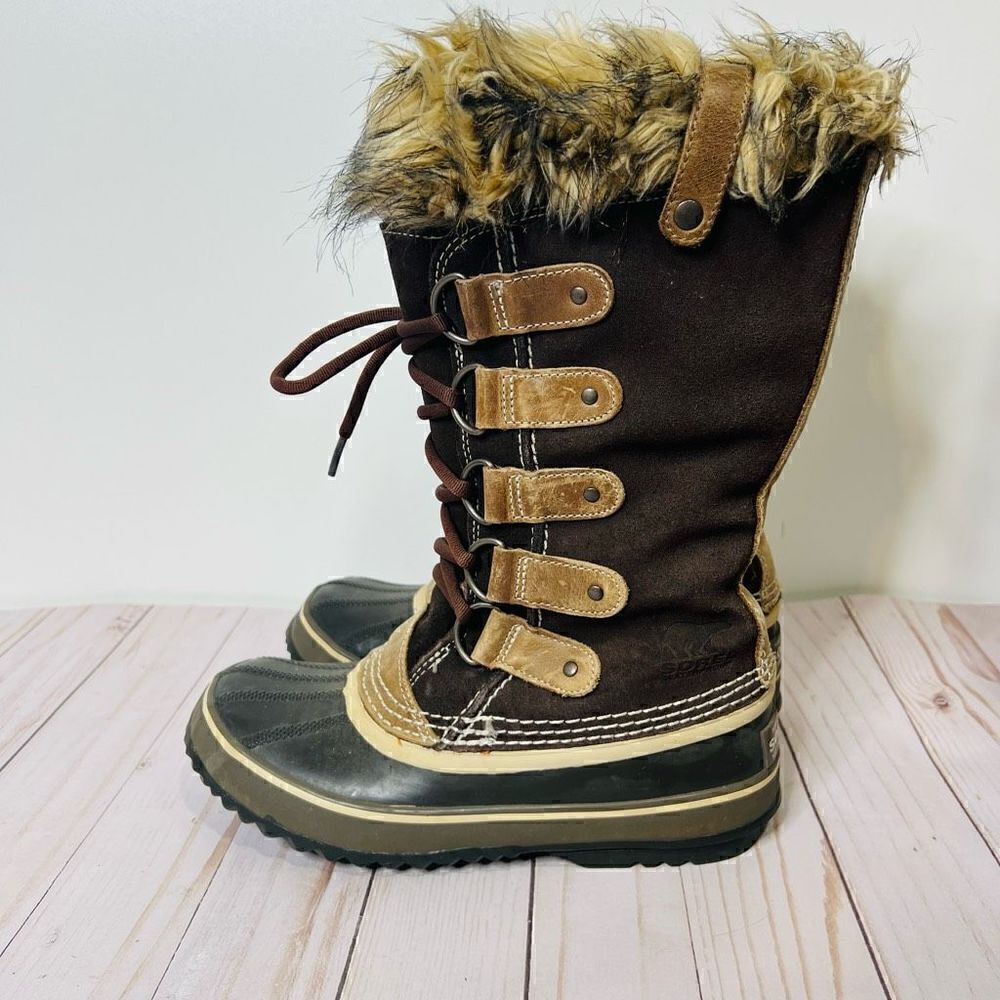 Sorel Joan of Arctic Brown Suede Fur Lined Winter Boots